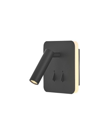 CAYMAN SQ* APLIQUE NEGRO LECTOR LED 3W+6W 3000K
